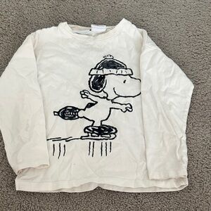 Zara 3-4T Kids White Snoopy Long Sleeve Shirt